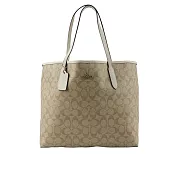 COACH City 塗層帆布托特包 (淺卡其/白色)