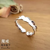 亮面圓片設計925純銀戒指.女生尾戒.可調整戒圍.聚財防小人