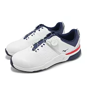 Mizuno 高爾夫球鞋 Hazard Enerzy Boa 4E 男鞋 寬楦 白 藍 防水鞋面 旋鈕 美津濃 51GQ2501-01
