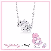 【客製品】STORY 故事銀飾 - MyMelody 莫桑鑽系列-美樂蒂莫桑石單鑽純銀項鍊 正常16吋