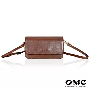 【OMC】義大利植鞣革兩用牛皮小方包97011 棕色