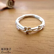 甜美霧銀藤蔓花朵S999足銀純銀戒指.可調整戒圍