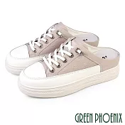 【GREEN PHOENIX】女 穆勒鞋 休閒拖鞋 懶人拖鞋 厚底 真皮 顯瘦 EU35 紫色