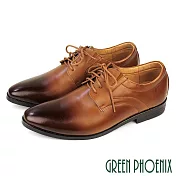 【GREEN PHOENIX】男 紳士鞋 商務鞋 德比鞋 綁帶 全真皮 台灣製 EU39 棕色