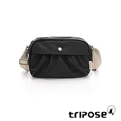 tripose DIAZ微皺尼龍輕量抓皺長方斜背包  經典黑