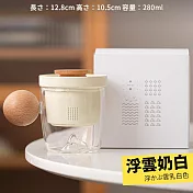 【TEA Dream】日式質感浮雲木感透視辦公杯陶瓷茶水分離杯 (喝水杯 過濾茶杯 女生禮物)  浮雲奶白