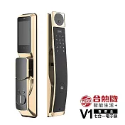 TEW 台熱牌 智能7合1推拉式電子鎖/門鎖(V1)(人臉/指靜脈/密碼/卡片/鑰匙/APP遠端開門/雙向通話)(附基本安裝) 香檳金
