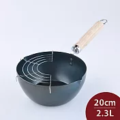 京都活具 木柄深鐵鍋 20cm 日本製 平底鍋 炒鍋 (電磁爐 IH爐可用)