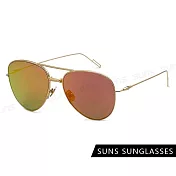 【SUNS】時尚飛行員太陽眼鏡 水銀鏡面細框設計 高品質中性駕駛墨鏡 抗UV400 com1 紅水銀