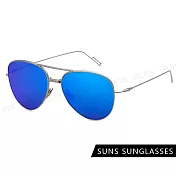 【SUNS】時尚飛行員太陽眼鏡 水銀鏡面細框設計 高品質中性駕駛墨鏡 抗UV400 com1 藍水銀