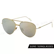 【SUNS】時尚飛行員太陽眼鏡 水銀鏡面細框設計 高品質中性駕駛墨鏡 抗UV400 com1 金水銀