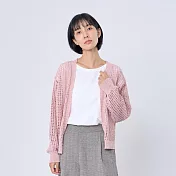 好我_Ginne勾針挑洞開襟罩衫/ F 櫻花粉