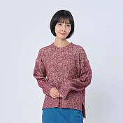 好我_Erica圓領下擺開衩麻花針織衫 F 莓果紅