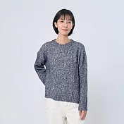 好我_Erica圓領下擺開衩麻花針織衫 F 深藍