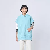 好我_Amy暖窩短毛連帽背心T F 天藍