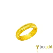【Just Gold 鎮金店】鎏刻 黃金對戒(寬版-男戒) 港圍 17 黃金