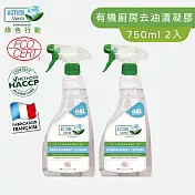 【Tafrishine Pure】法國綠色行動 廚房去油漬垢清潔凝膠清潔劑750ML X2入(*99.52%天然來源*歐盟有機認證 法國原裝)