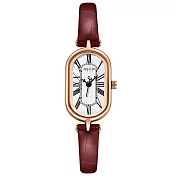 JULIUS 聚利時 凡爾賽斯 皮革復古橢圓形腕錶 JA-1432(三色/18X27mm) 安可拉紅