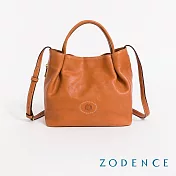 ZODENCE HAN義大利植鞣革抓皺2way包  經典駝