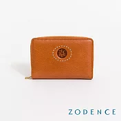 ZODENCE HAN義大利植鞣革時尚拉鍊中夾  經典駝