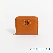 ZODENCE HAN義大利植鞣革時尚拉鍊短夾  經典駝