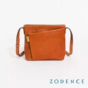ZODENCE CHORD義大利植鞣革商務休閒方塊斜背包  經典駝