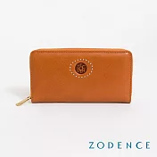 ZODENCE HAN義大利植鞣革時尚拉鍊長夾  經典駝
