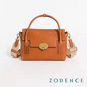 ZODENCE MONA義大利植鞣革手提斜背包-中  經典駝