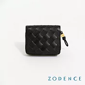 ZODENCE CRAFTSOUL進口真皮手工上色編織簡式短夾  經典黑