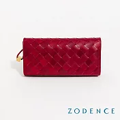 ZODENCE CRAFTSOUL進口真皮手工上色編織長夾  醇酒紅