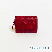 ZODENCE CRAFTSOUL進口真皮手工上色編織卡片零錢包 醇酒紅