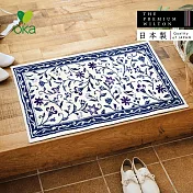 【日本OKA】日製抗菌防臭可水洗威爾頓編織玄關地墊-60x110cm- 青瓷藍