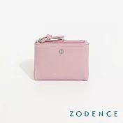 ZODENCE NUDE進口真皮對開雙拉鍊中夾  粉紅