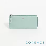 ZODENCE NUDE進口真皮手握感L型拉鍊長夾  湖綠