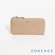 ZODENCE NUDE進口真皮手握感L型拉鍊長夾  淺駝