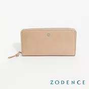 ZODENCE NUDE進口真皮全開式拉鍊長夾  淺駝