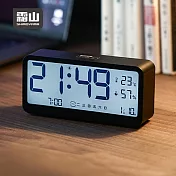 【日本霜山】多功能桌上型溫溼度電子鐘 (貪睡鬧鐘/夜光鬧鐘)- 黑