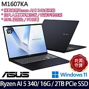 【硬碟升級】ASUS華碩 M1607KA-0031B340H 16吋/Ryzen AI 5 340/16G/2TB SSD/Win11/ AI效能筆電
