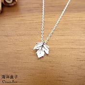 細緻清新森系楓葉999足銀純銀項鍊.女用短鍊