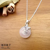 復古典雅蝴蝶白玉髓平安扣999足銀純銀項鍊.女用短鍊.外鍍專櫃級正白K