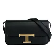 TOD’S T Timeless 光滑小牛皮翻蓋長型二用包(Micro) (黑色)
