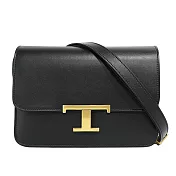 TOD’S T Timeless 光滑小牛皮翻蓋二用包(Mini) (黑色)