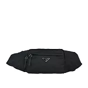 PRADA 三角牌Logo 拉鍊口袋尼龍腰包 (黑色)