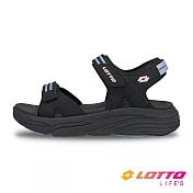 【LOTTO 義大利】女 美型織帶涼鞋- 22cm 曜岩黑