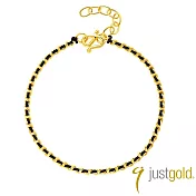 【Just Gold 鎮金店】雋藏 Mark of Love(黑) 黃金手鍊