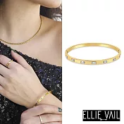 ELLIE VAIL 邁阿密防水珠寶 金色公主切割方鑽手環 Elena Baguette