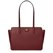 Tory burch 荔枝皮革托特包-酒紅色