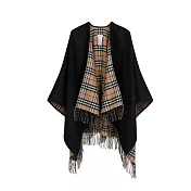 BURBERRY 經典格紋雙面羊毛斗篷 黑色