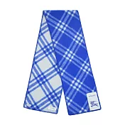 BURBERRY格紋標籤羊毛圍巾 藍色