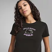 PUMA PUMA X HELLO KITTY 短版 女短袖T恤-63161301 L 黑色